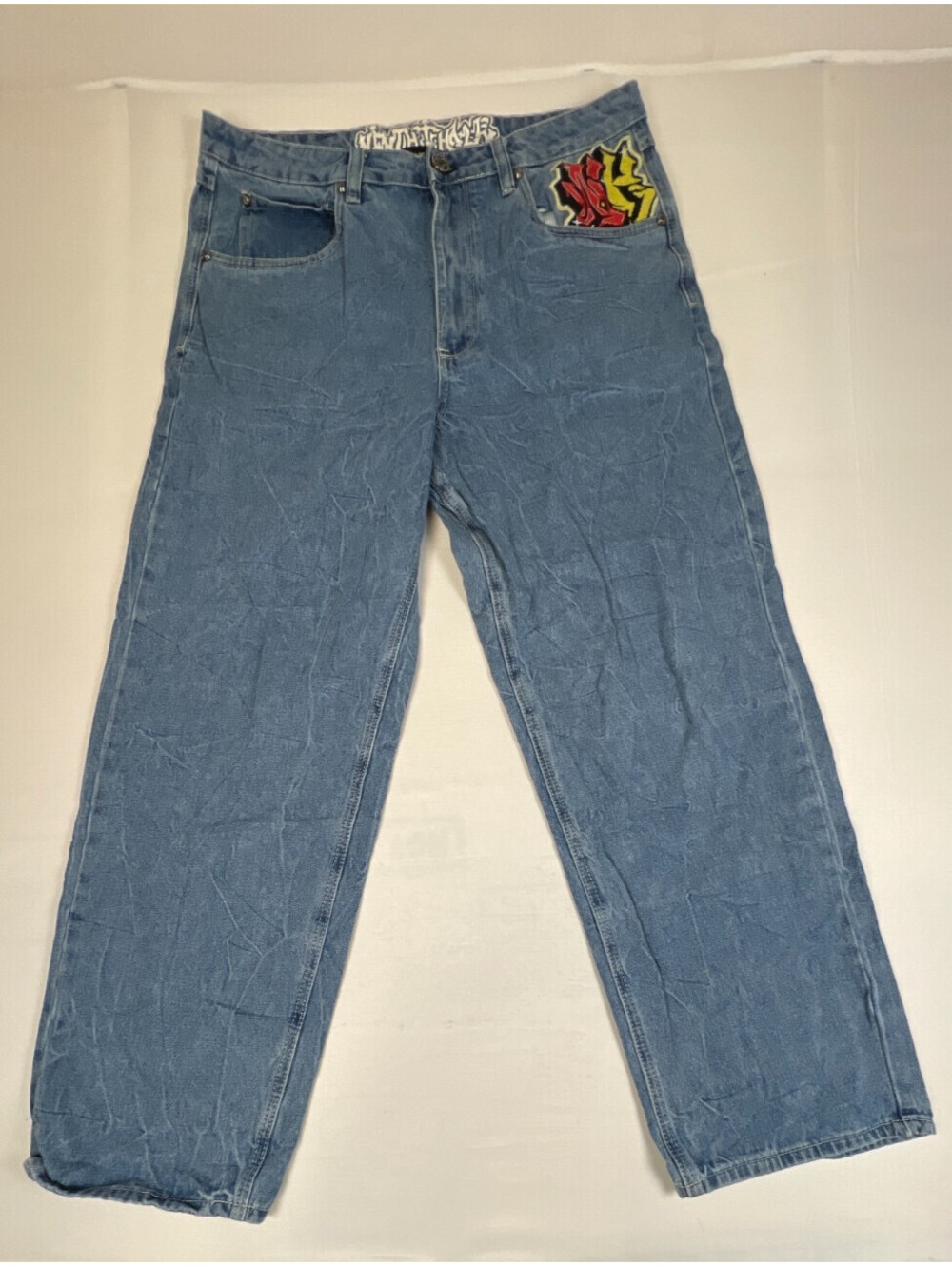 Ninth Hall Men 36x31 Ambush Dragon Embroidered Light Blue Denim Jeans